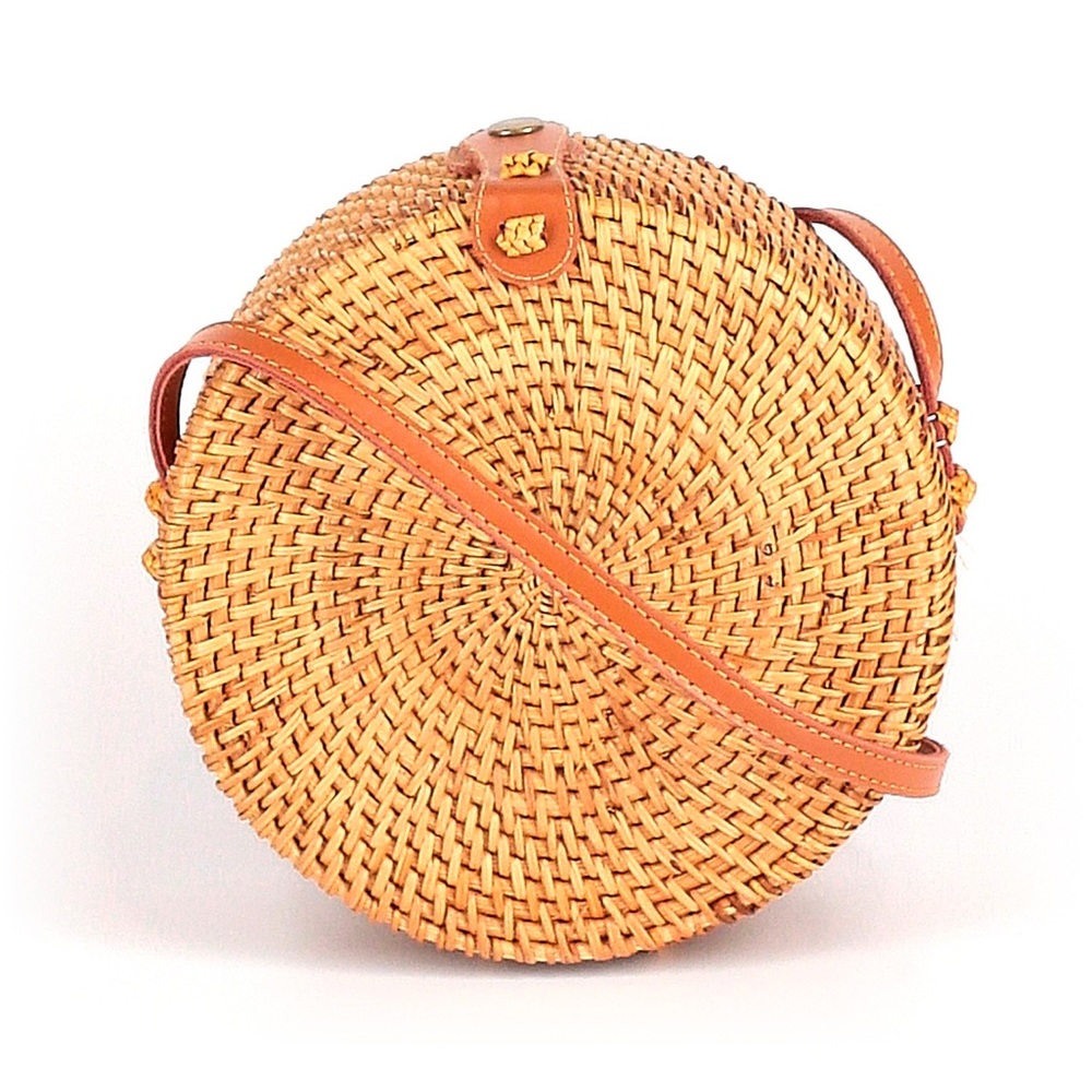 Round Wicker Cross Body Bag